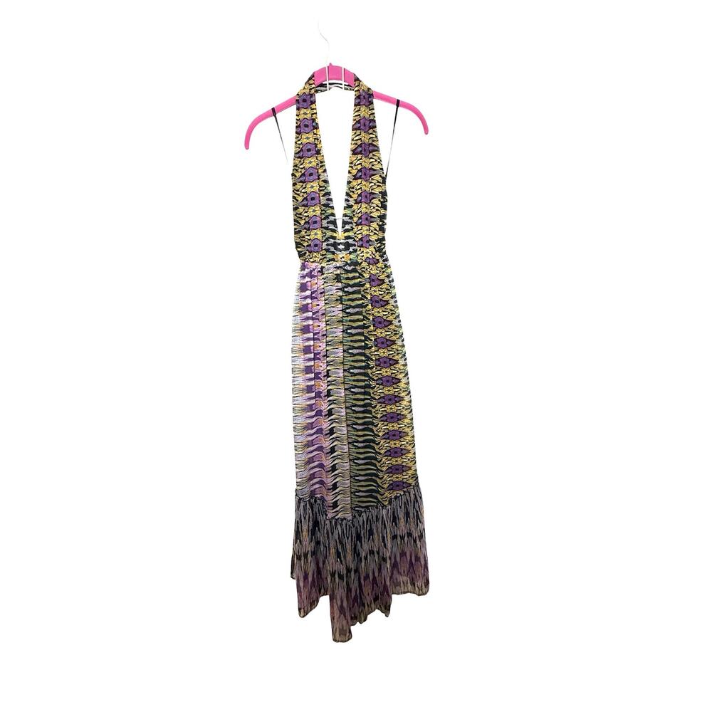 Cynthia Vincent Silk Halter Maxi Dress Size S Boho Resort Vacation
